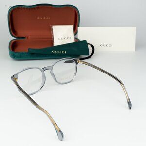 BRAND NEW Gucci GG0551O 013 Transparent Light Blue Demo Oval Unisex Eyeglasses